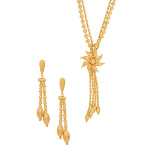 22k Gold Polished Beaded Floral Necklace