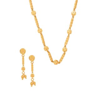 22k Gold Glossy Beads Gold Necklace