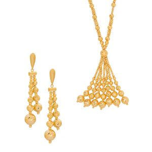 22k Gold Glitzy Balls Tassel Necklace