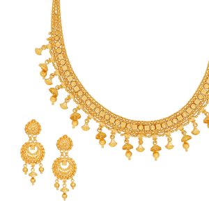 22k Gold Dangling Ghungroo Beads Necklace