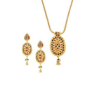 22k Gold Minakari Dokiya Dangle Necklace