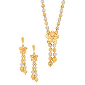22k Gold Floral Duo-Tone Necklace Set