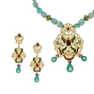 22k Gold Kundan Pendant Beads Necklace
