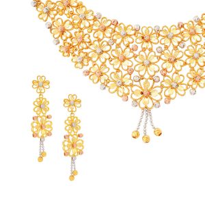 22k Gold Multi-Tone Clover Necklace