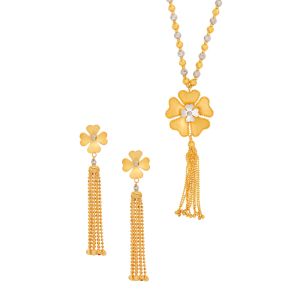 22k Gold 2-Tone Clover Necklace