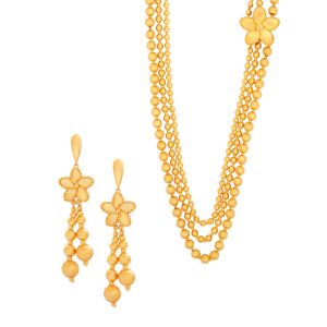 22k Gold Ornate Floral Layered Necklace