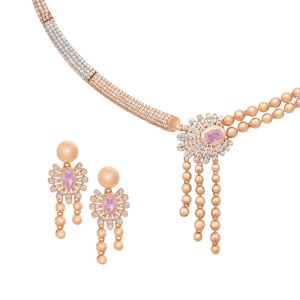 22k Gold Designer Ruby Cz Necklace