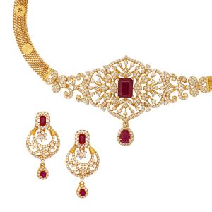 22k Gold Cz Ruby Vanki Choker