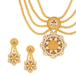 22k Gold 4-Layers Meenakari Necklace