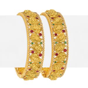 22k Diamond Lakshmi Leaf Uncut Bangles