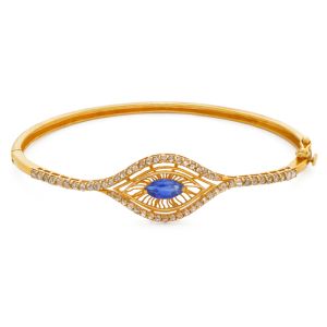 22k Diamond Evil Eye Bangle Bracelet