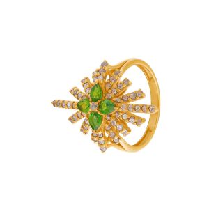 22k Diamond Peridot Cluster Diamond Ring