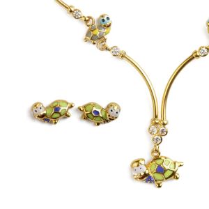 22k Gold Colorful Turtle Necklace