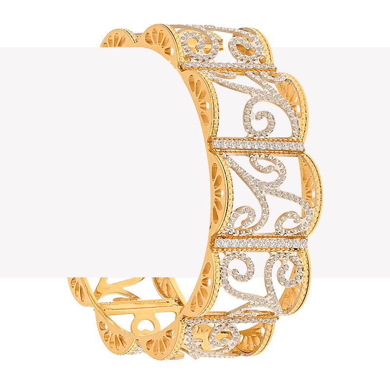 22k Wide Swirl 2-Tone Bangle Raj Jewels