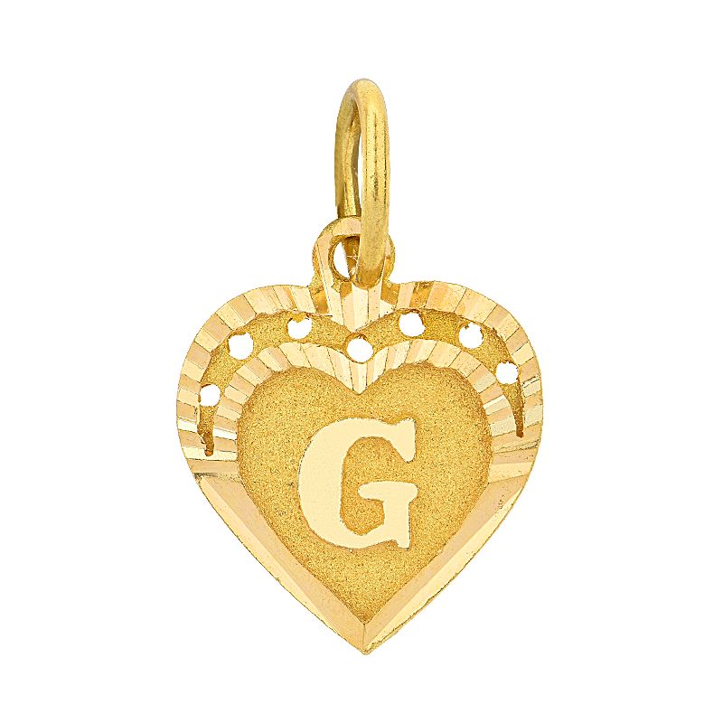 Letter G Heart Gold Pendant Raj Jewels
