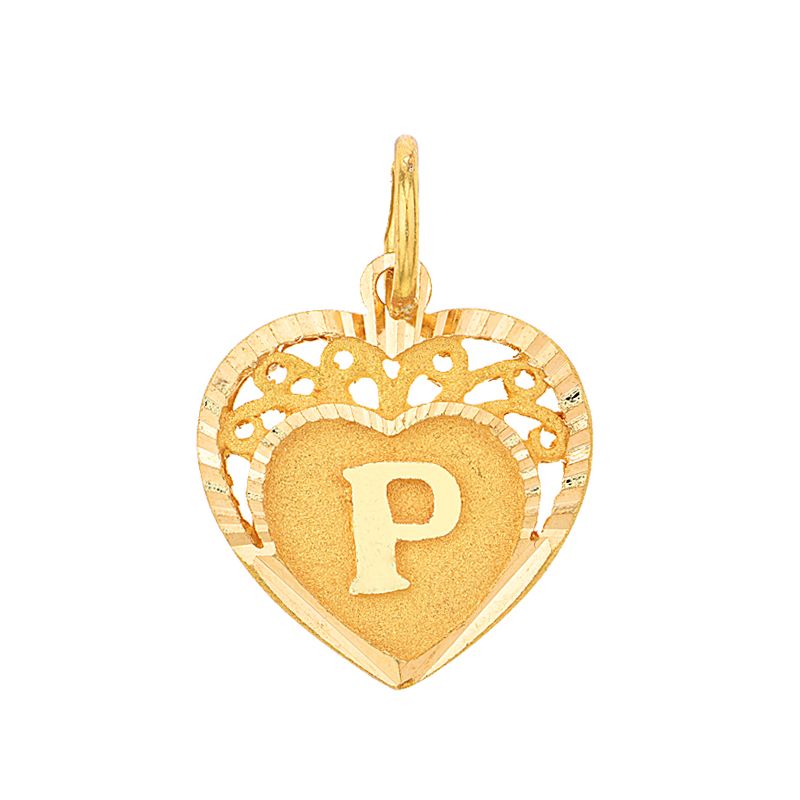22K Gold Heart Initial P Pendant Raj Jewels