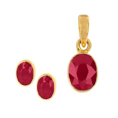 Ruby Stone Pendant Set | Raj Jewels