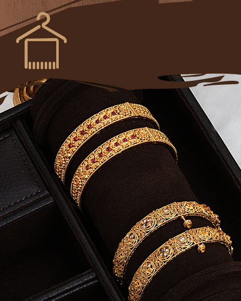 22k gold gheru finish Indian design bangles 