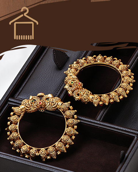 22k yellow gold wide designer bangles