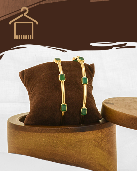 22k yellow gold emerald gems bangles